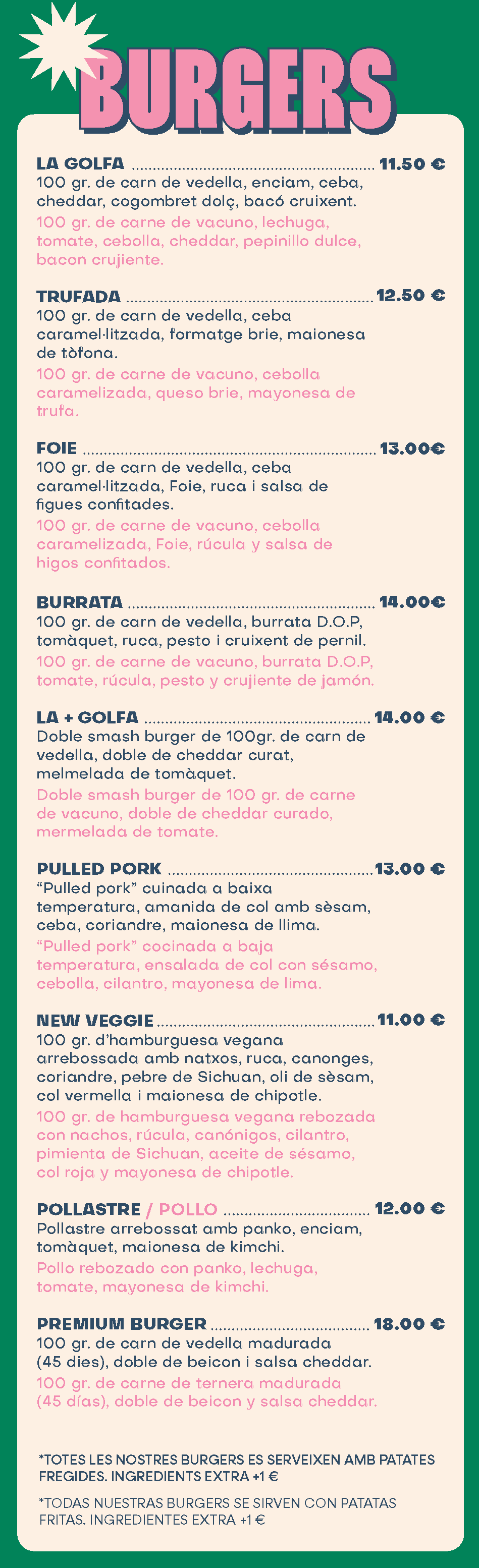 El Golfo - Carta - Burgers