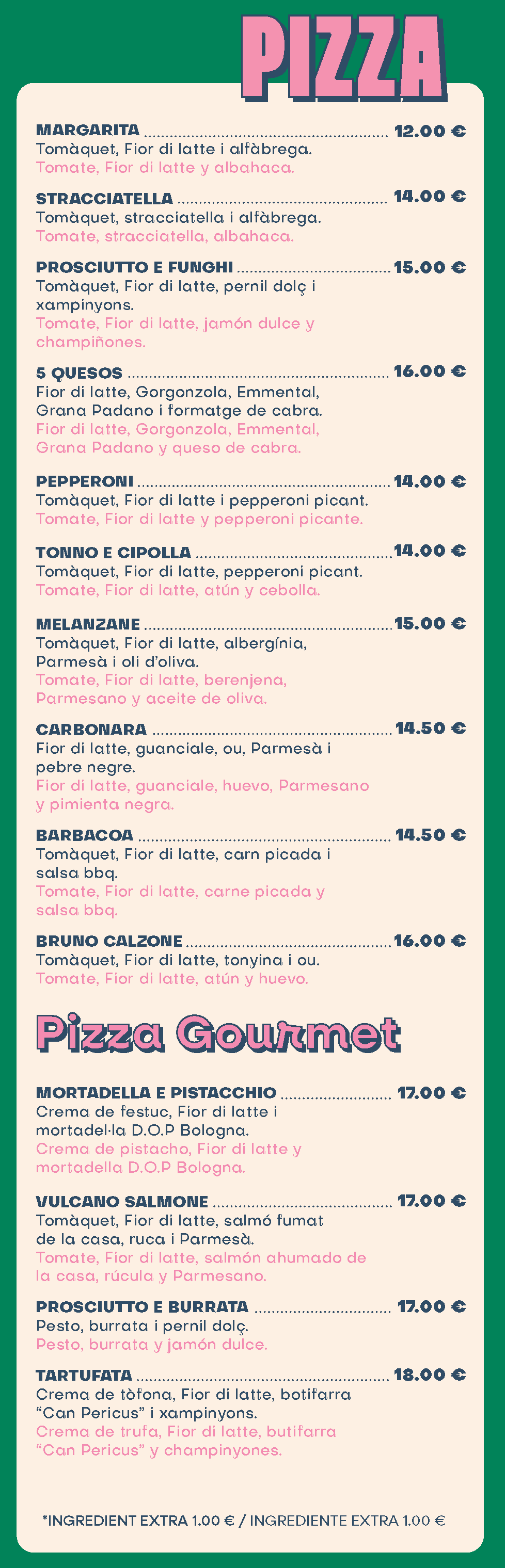 El Golfo - Carta - Pizzes